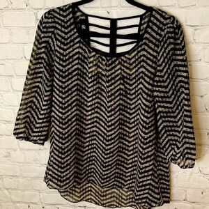 iZ Byer Chevron patterned blouse with cage back